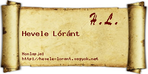 Hevele Lóránt névjegykártya